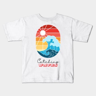 Catching Waves Surfer Surfing Summer Beach Kids T-Shirt